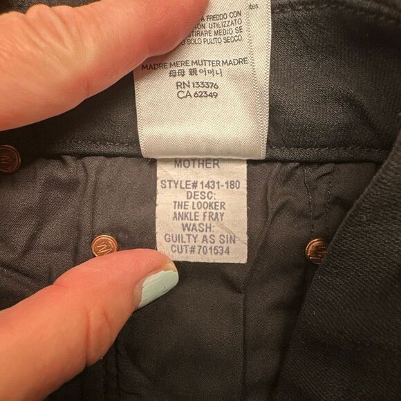 MOTHER Jeans The Looker Ankle Fray 29 Black Guilty as Sin Stretch Made USA - Picture 16 of 16